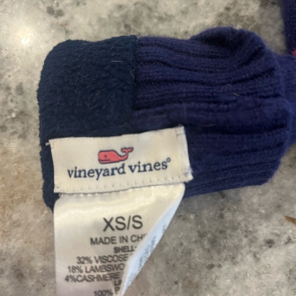 Vineyard Vines Pink and Navy Whale Hat and Mittens - Picture 7 of 7